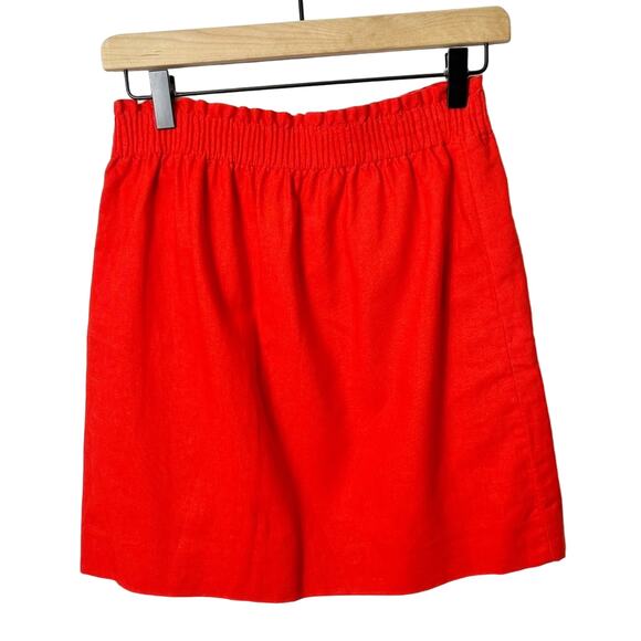 J. CREW ORANGE COTTON LINEN ELASTIC WAIST SKIRT BRAND NEW SIZE 2 - Picture 2 of 4
